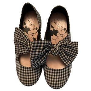 Minnie Mouse flats Bows black white checkered. SZ 13.5 Gently worn.